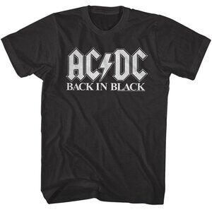 ACDC Back In Black Vintage Album Cover T Shirt Metal Rock Band Tour 80